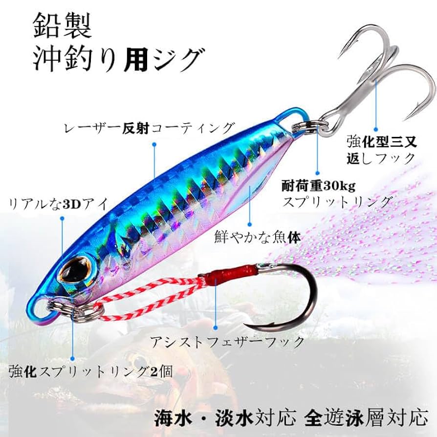 Amazon.co.jp: 6個セット 鉛製ジグルアー 10g/15g/20g/30g/40g